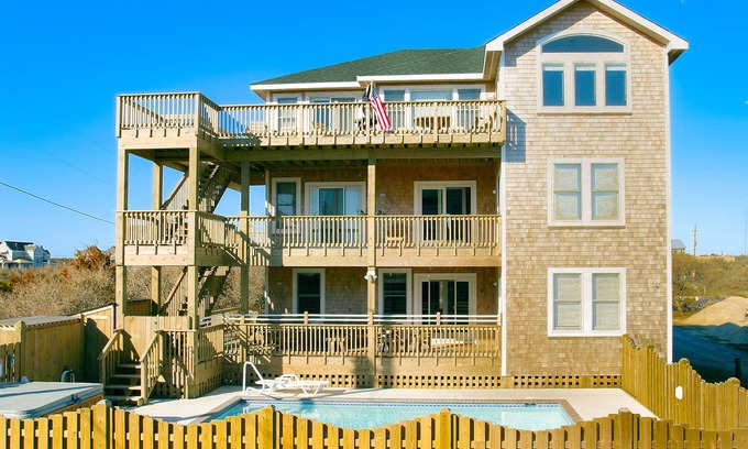 Buxton House | Waterfront house with pool, hot tub, pool table, elevator & ocean view