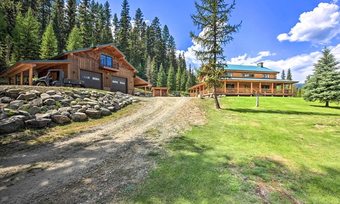 Troy Villa | Waterfront Log Home w/95 Acres on Yaak River