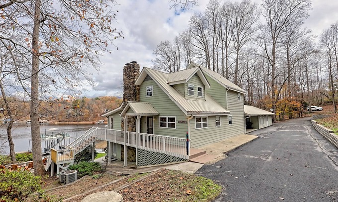 Hayesville House | Woodland Water Hideaway by Chatuge Home Concierge Lakefront, firepit, dock, pool table