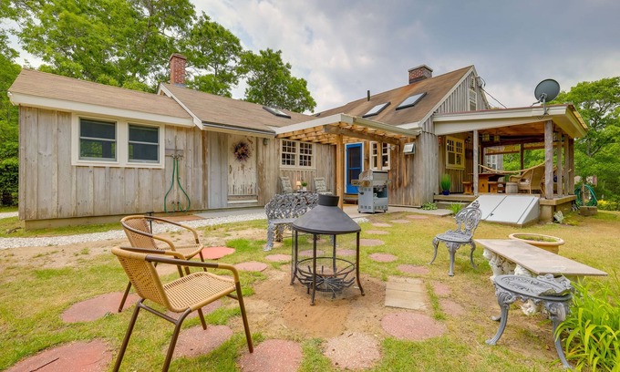 Brewster House | Yard & Fire Pit: Unique Cape Cod Home in Brewster
