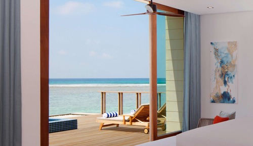 Sunset water villa with private pool & free access to VIP seaplane lounge on arrival