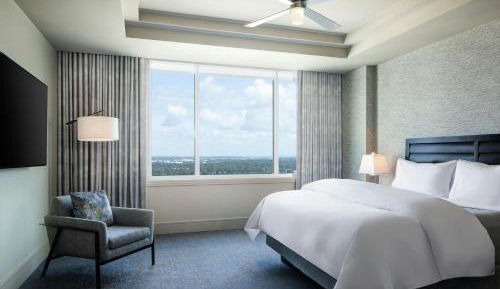 Skyline One-Bedroom Apartment with One King Bed and Balcony