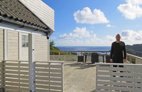Flekkefjord Apartment | Holiday apartment "Arne", Hidra Island near Flekkefjord, Kirkehamn/Kirkehavn, Norway-Vestagder, Southern Norway, well equipped, 6 persons, 3 bedrooms, 1 bathroom, internet, 80 m² panoramic terrace with magnificent view over the archipelago and t.