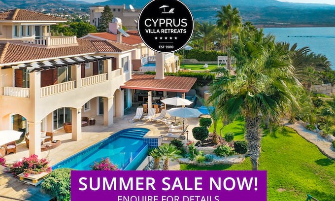 Pegeia Villa | Villa Mia, 7 bed, hot tub, frontline sea views