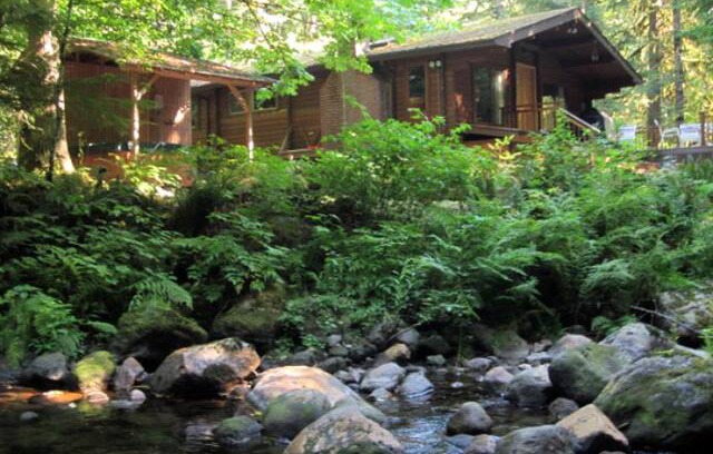 Rhododendron Cabin | Make memories at the creekside Moondance Cabin, decks, BBQ, hot tub