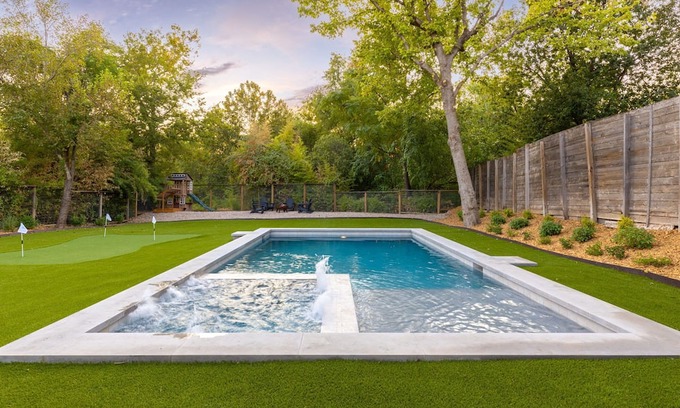 Chestnut House | Austin Dream Home with hot tub, heated or chilled pool, and putting green